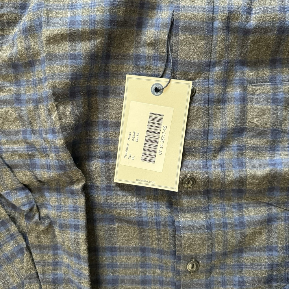 NWT‎ UNTUCKit Macari Flannel Style Mens Long Sleeve Button Up Shirt Size XS Slim - Picture 6 of 11
